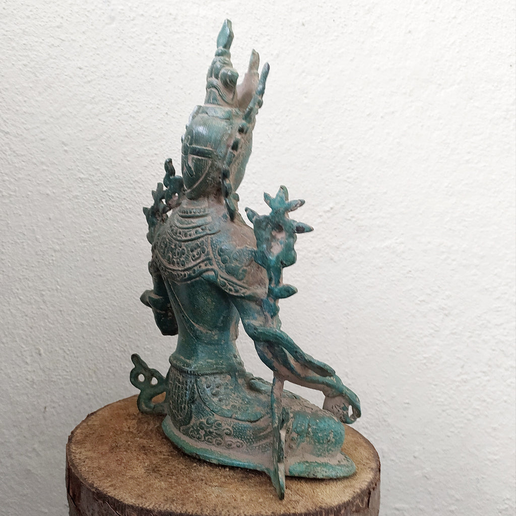 Brass Sculpture of Tara -Female Buddha & Goddess of Universal Compassion. Ht 27 cm x W 20 cm