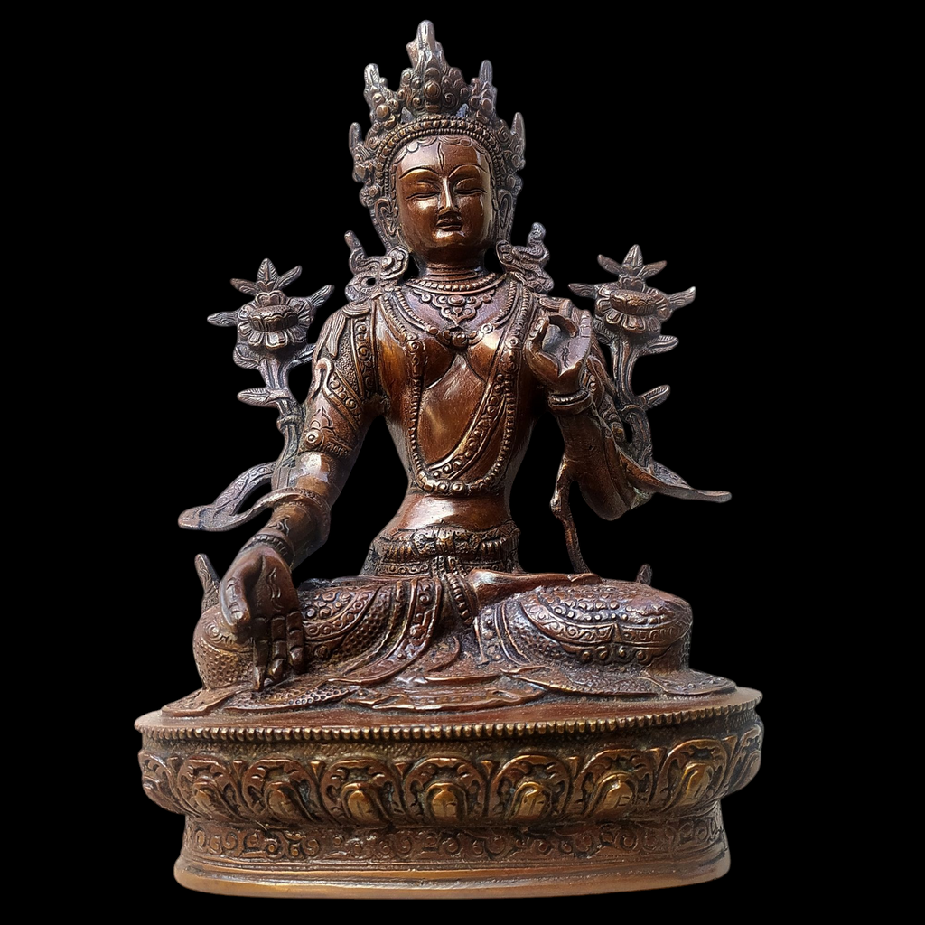 Brass Sculpture of Tara -Female Buddha & Goddess of Universal Compassion. Ht 32 cm x W 18 cm