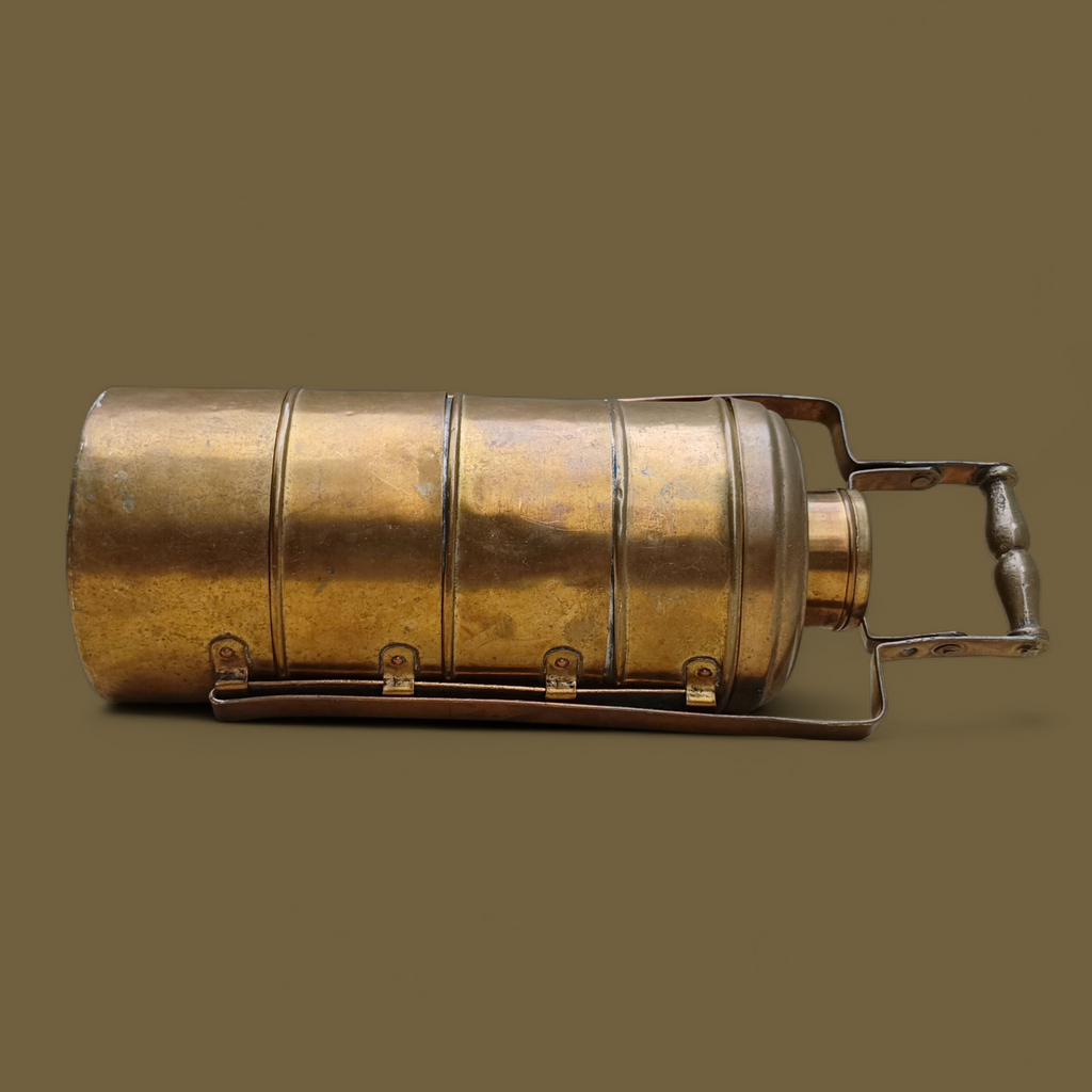 Vintage Brass Tiffin With 4 Containers. Height 42 cm x Diameter 14 cm