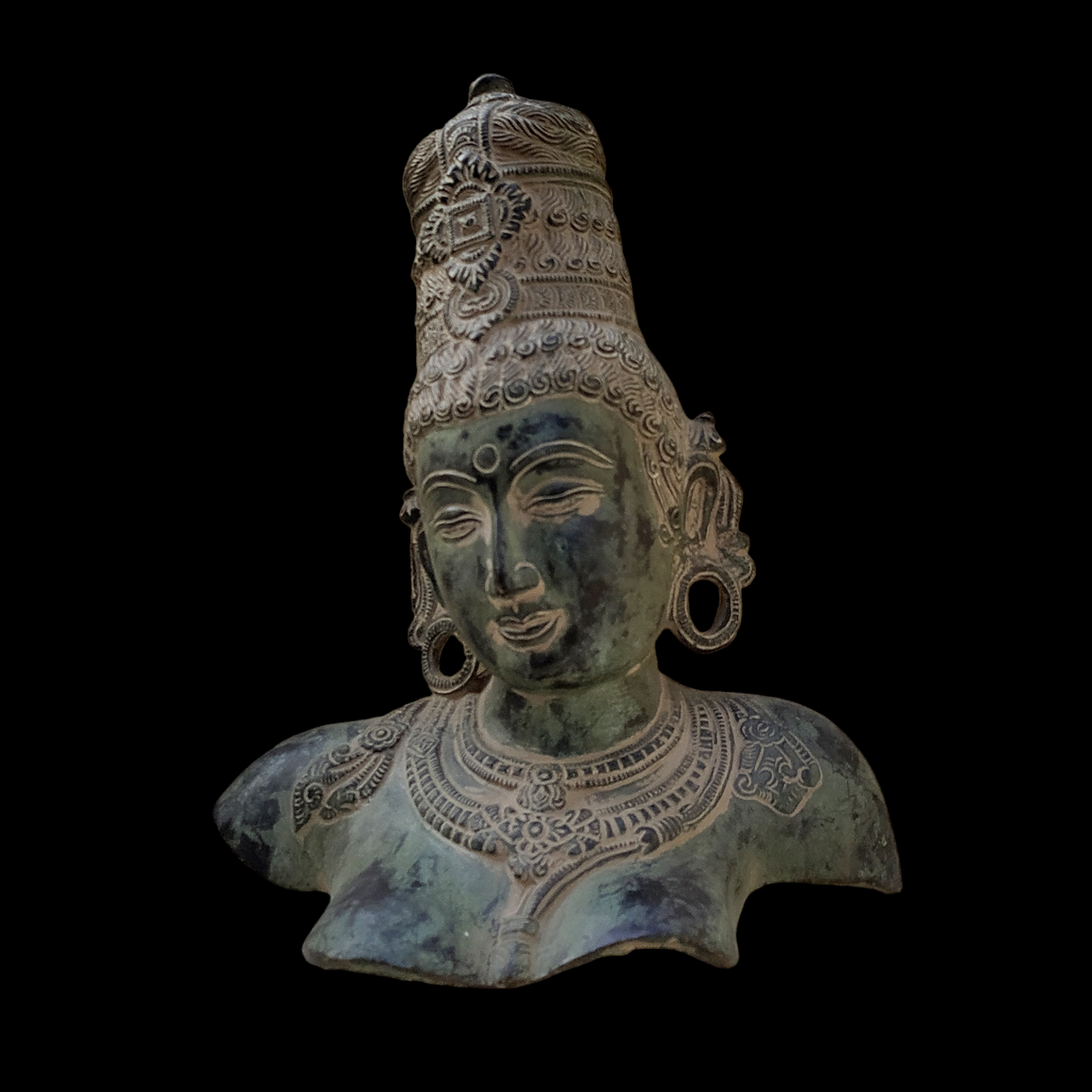 Vintage Brass Bust Of Parvati - Indian Goddess of Fertility, Love & Devotion. Height 31 cm x Width 24 cm
