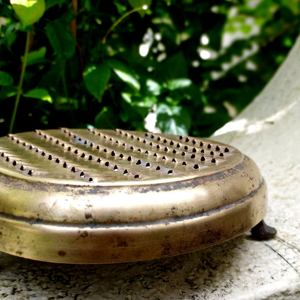 Vintage Brass Vegetable Grater. Diameter 20 x Height 6 cm