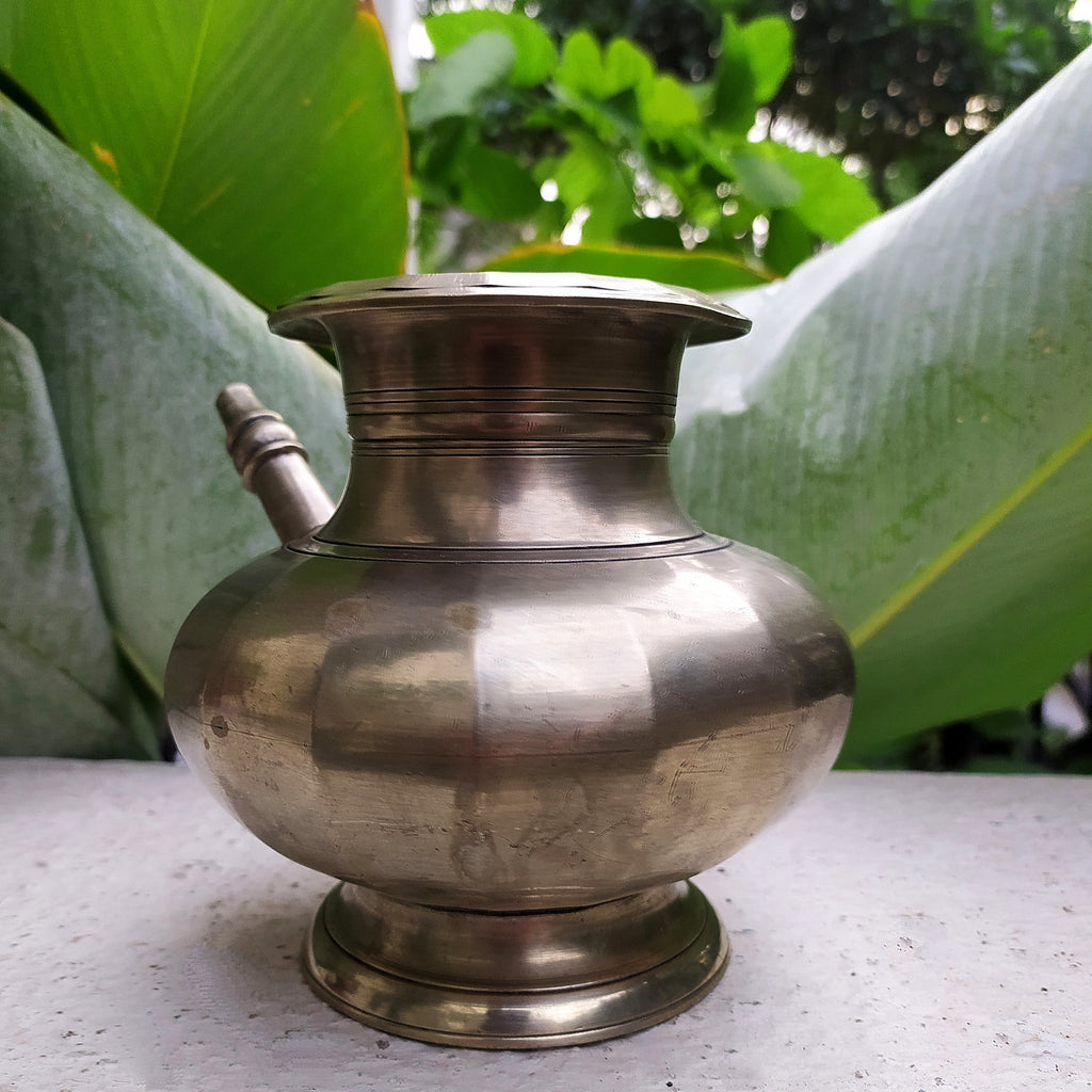 Brass Lota With Spout, Drinking Water Vessel. Ht 13 cm x Length 18 cm x Diameter 9.5 cm