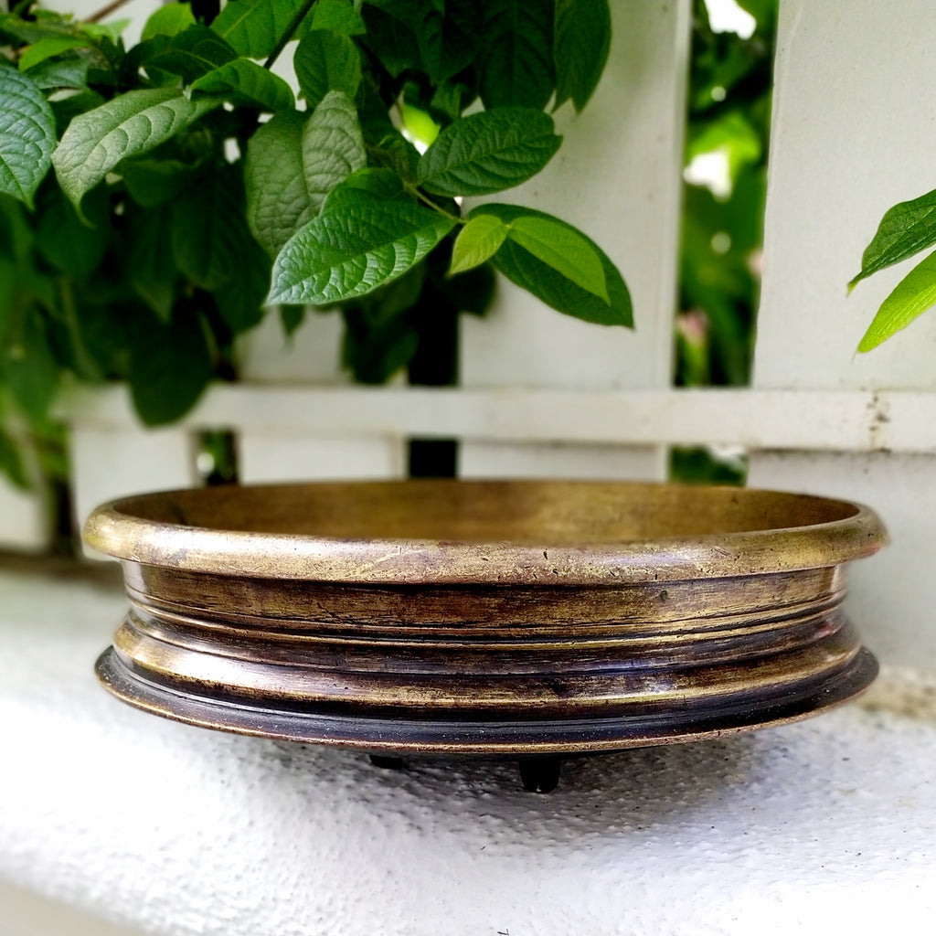 Vintage Traditional Brass Urli From Kerala. Diameter 30 cm x Height 10.5 cm