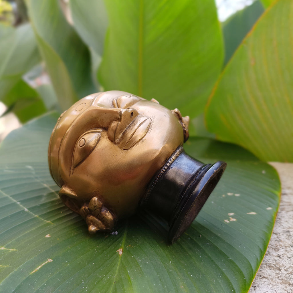 Vintage Brass Bust of Gangaur Gauri - Indian Goddess of Fertility, Love & Devotion . Height 15 cm