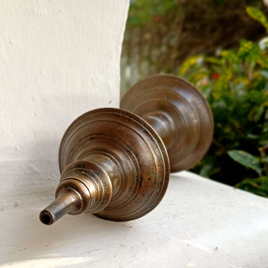 Traditional Brass Oil & Wick Lamp. Height 27 cm x Diameter 11 cm