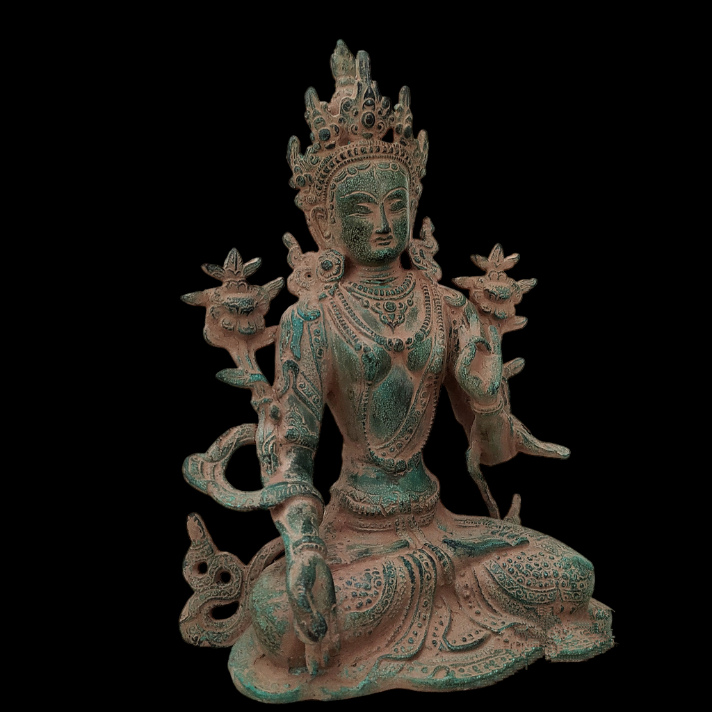 Brass Sculpture of Tara -Female Buddha & Goddess of Universal Compassion, Ht 27 cm x W 20 cm