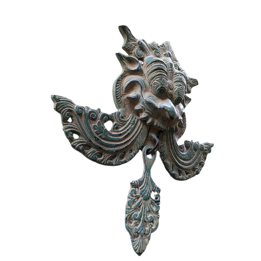 Brass Kirtimukha of Yali - Protector Of Your Home. Height 26 cm x Width 26 cm