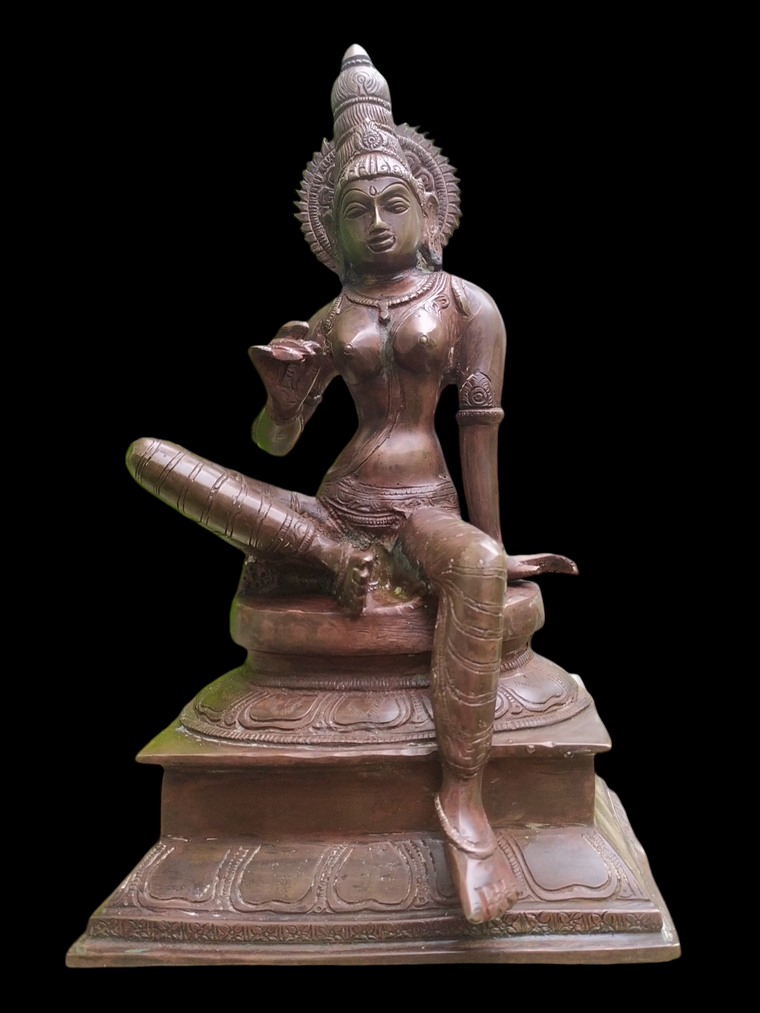 Parvati - Indian Goddess of Fertility, Love & Devotion Handcrafted in Brass. Height 30 cm