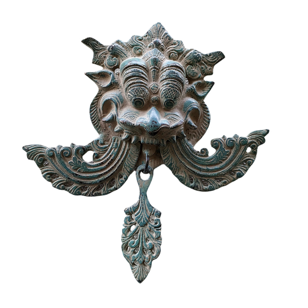 Brass Kirtimukha of Yali - Protector Of Your Home. Height 26 cm x Width 26 cm