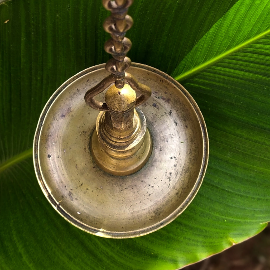 Traditional Brass Oil Lamp - "Thooku Vilakku" From South India. Length 86 cm x Diameter 14 cm
