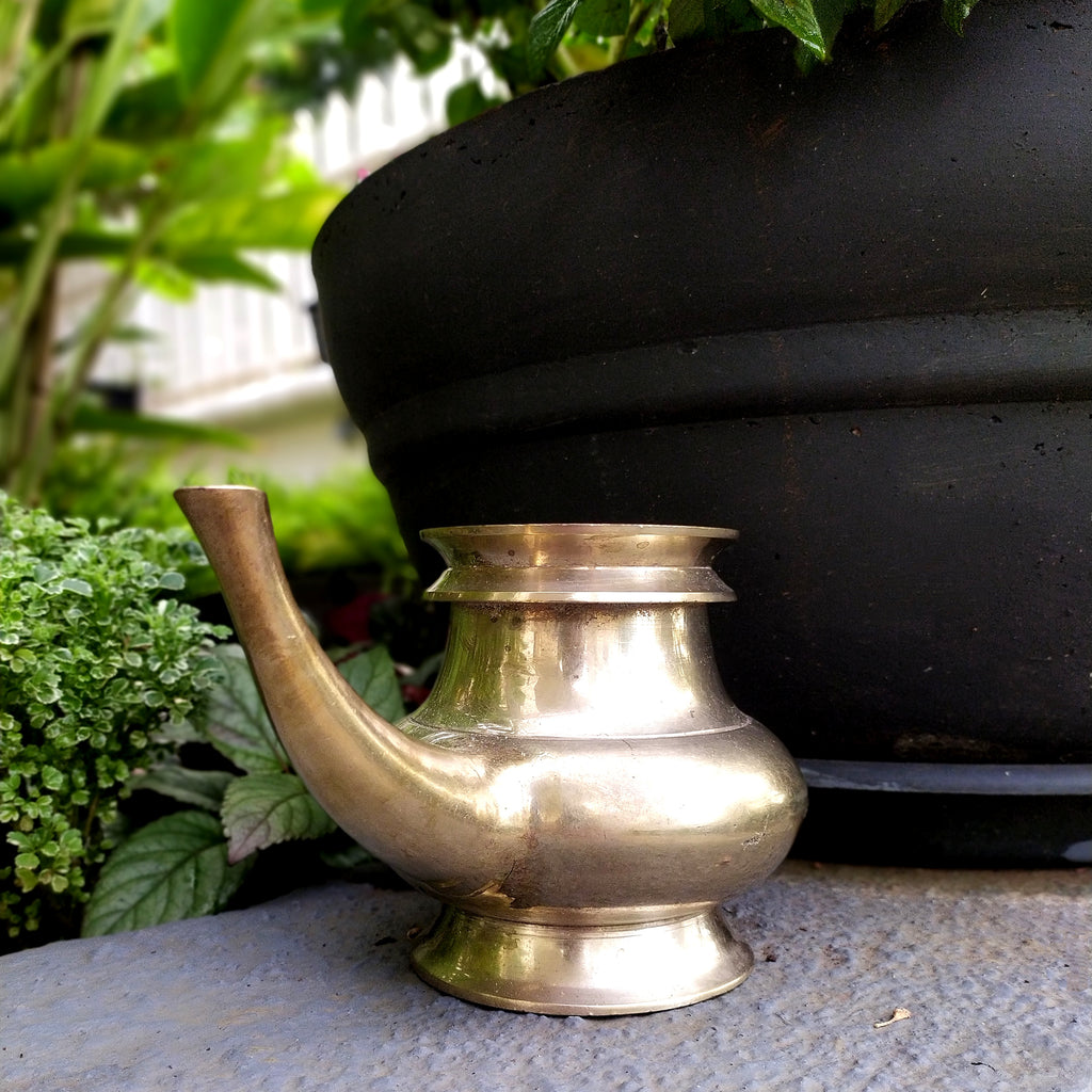 Vintage Brass Kindi With A Spout For Holy Water. Length 22 cm x Height 13 cm