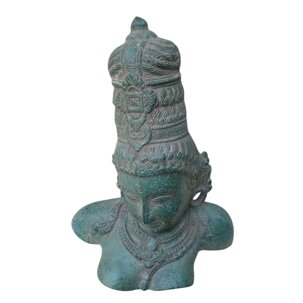 Magnificent Brass Bust Of Parvati - Indian Goddess of Fertility, Love & Devotion. Height 31 cm x Width 24 cm