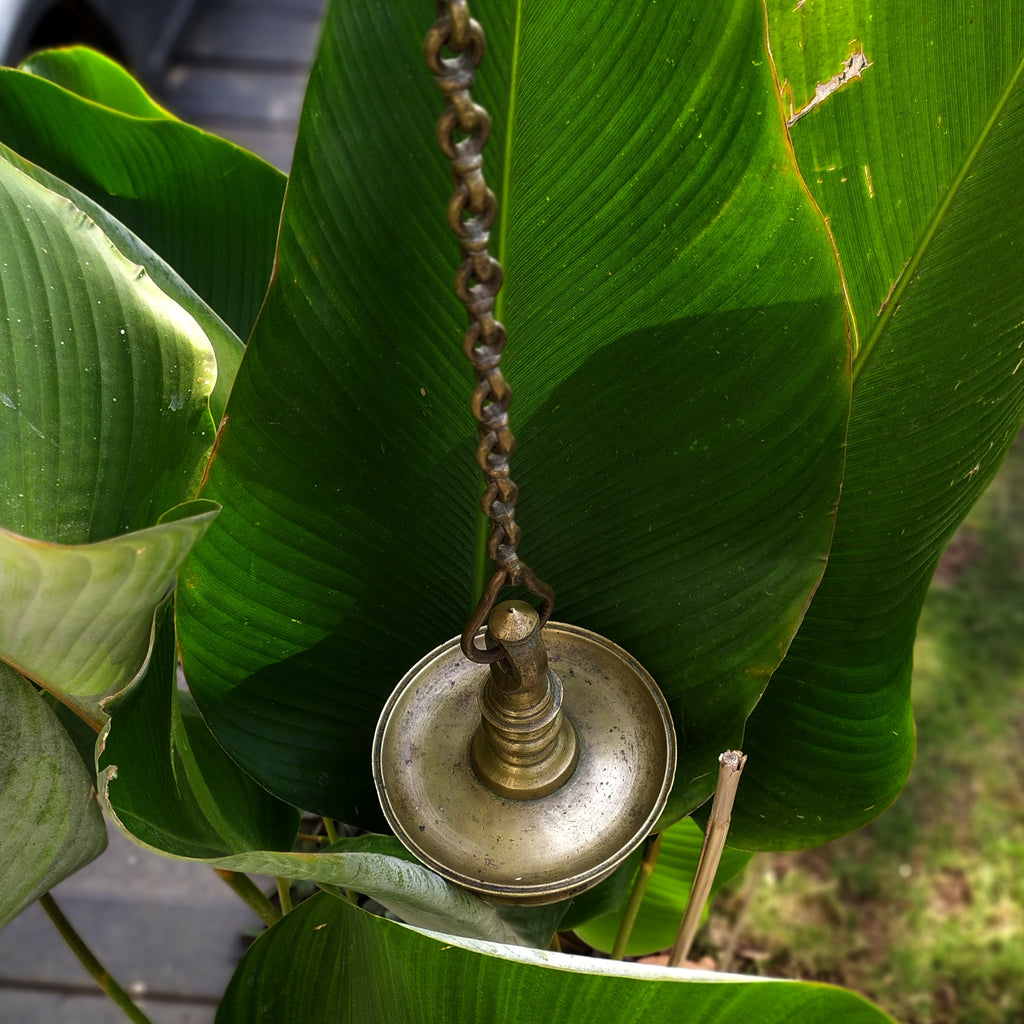 Traditional Brass Oil Lamp - "Thooku Vilakku" From South India. Length 86 cm x Diameter 14 cm