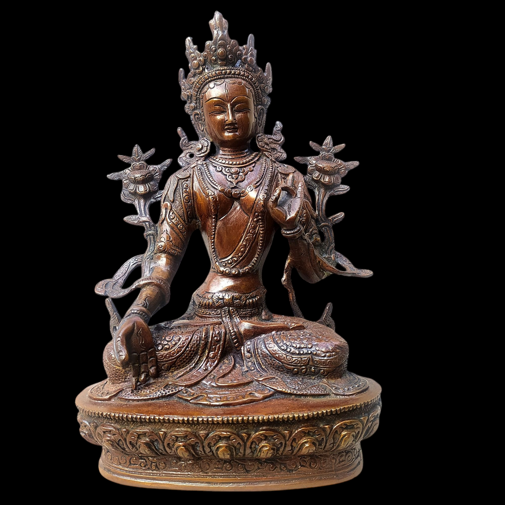 Brass Sculpture of Tara -Female Buddha & Goddess of Universal Compassion. Ht 32 cm x W 18 cm