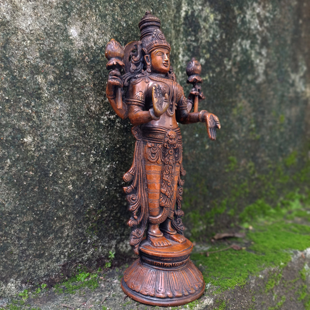 Brass Sculpture of Lakshmi - Goddess Of Wealth .  Ht 32 cm x Width 15 cm