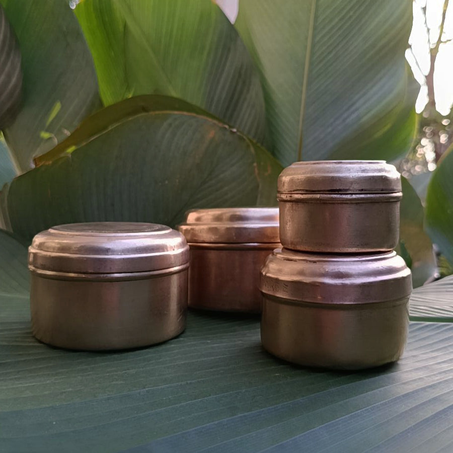 Vintage Collection Of 4 Round Brass Storage Boxes