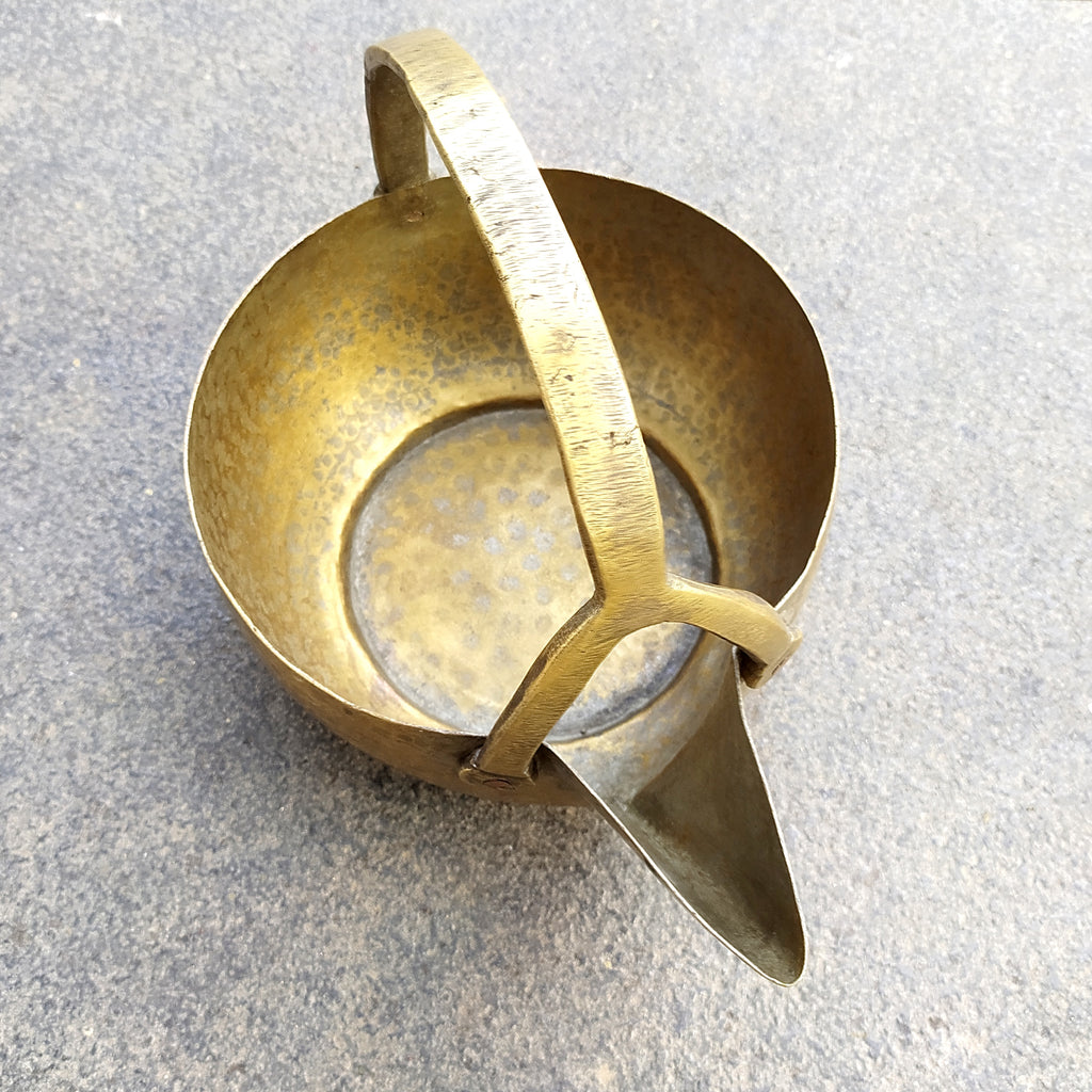 Vintage Brass Food Serving Vessel From South India. Length 27 cm  x Height 24 cm x Diameter 20 cm