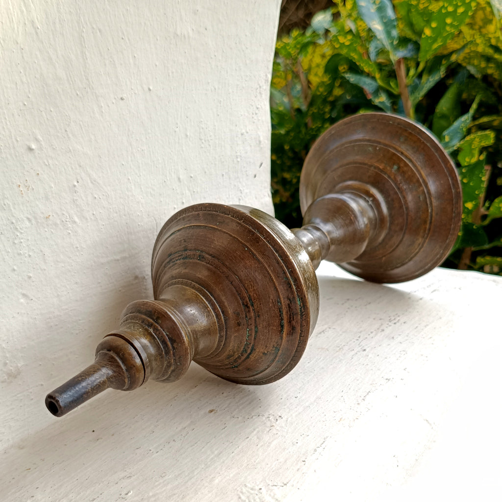 Traditional Brass Oil & Wick Lamp. Height 27 cm x Diameter 11 cm
