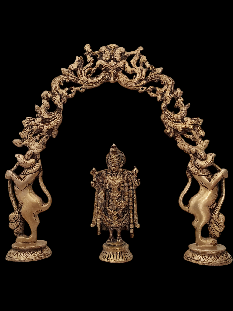 Majestic Brass Prabhavali With Lord Venkateshwara, Lord Balaji. Height 38 cm x Width 38 cm,