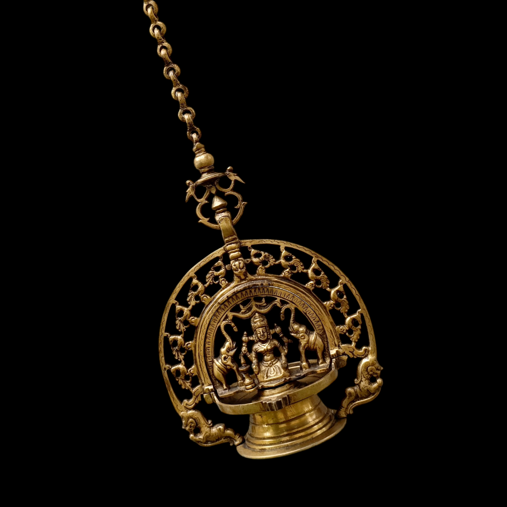 Traditional GajaLaxmi Vilakku Auspicious Oil Lamp From Kerala - 70 cm Length
