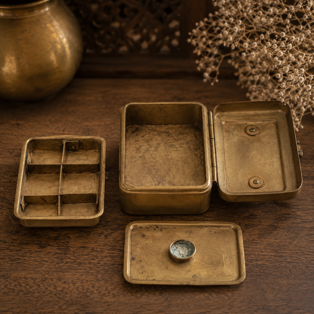 Traditional Brass Paan Dan | Betel Nut Box With 7 Compartments.