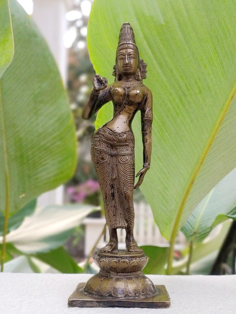 Vintage Divine Brass Sculpture Of Parvati - Goddess of Fertility, Love & Devotion. Height 33 cm