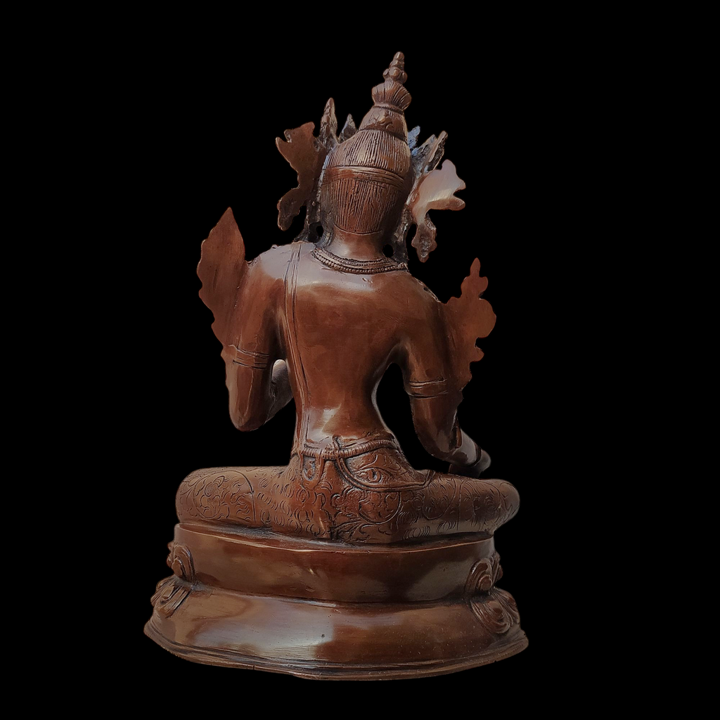Brass Sculpture of Tara -Female Buddha & Goddess of Universal Compassion, Height 27 cm x Depth 20 cm