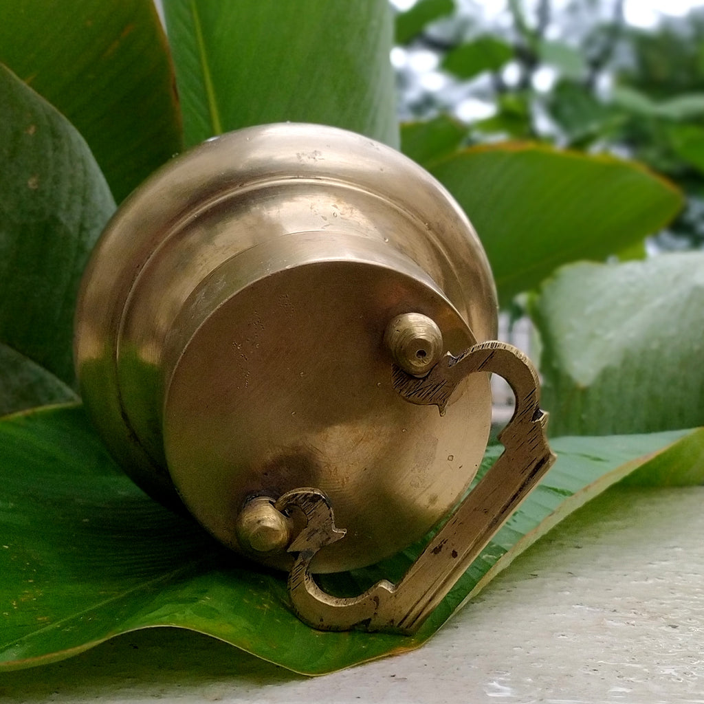 Traditional  Brass Gangajal Vessel for Holy Ganges Water From The Himalayas. Height 17 cm