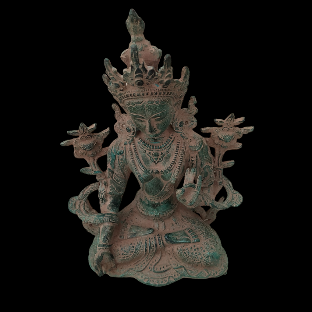 Brass Sculpture of Tara -Female Buddha & Goddess of Universal Compassion, Ht 27 cm x W 20 cm