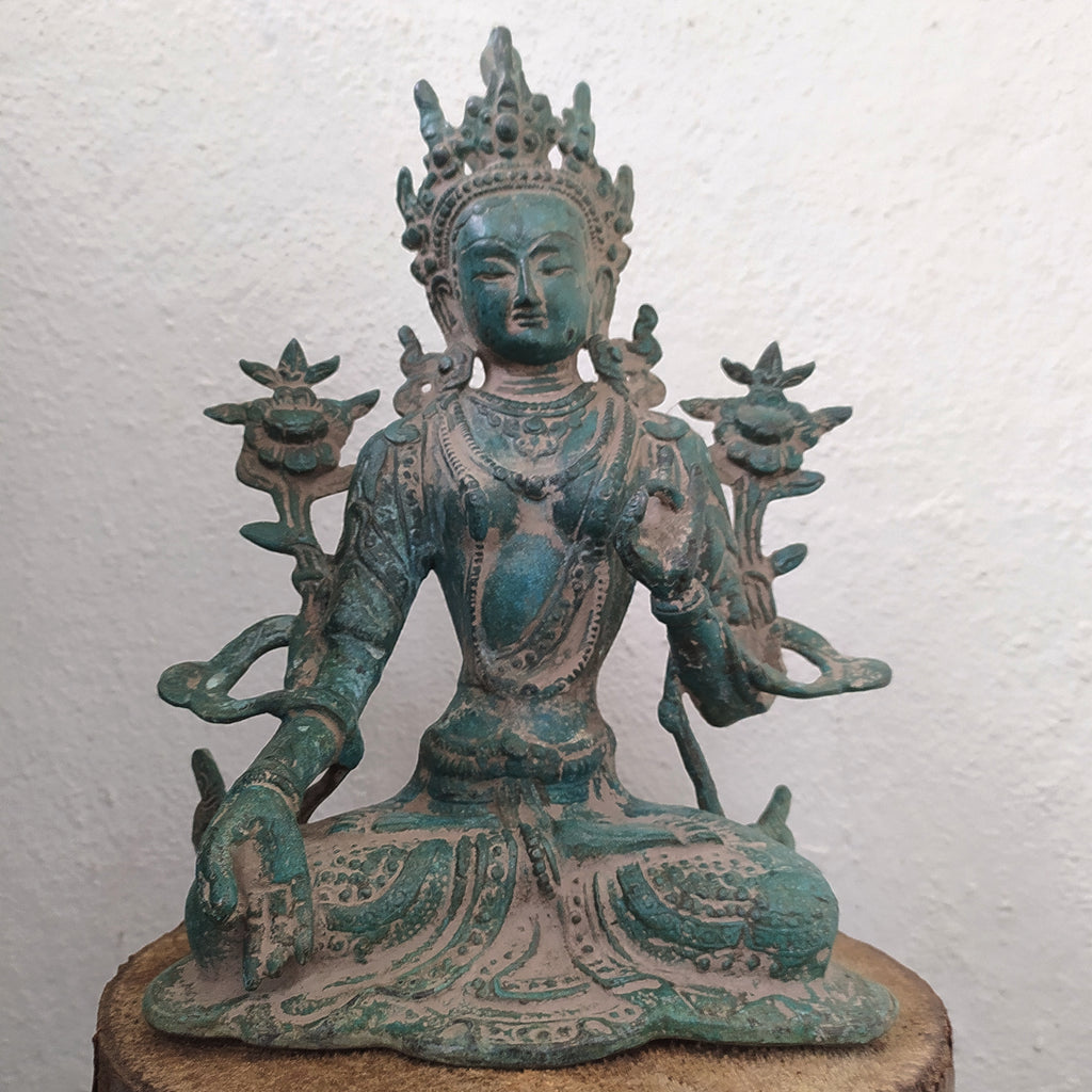 Brass Sculpture of Tara -Female Buddha & Goddess of Universal Compassion. Ht 27 cm x W 20 cm