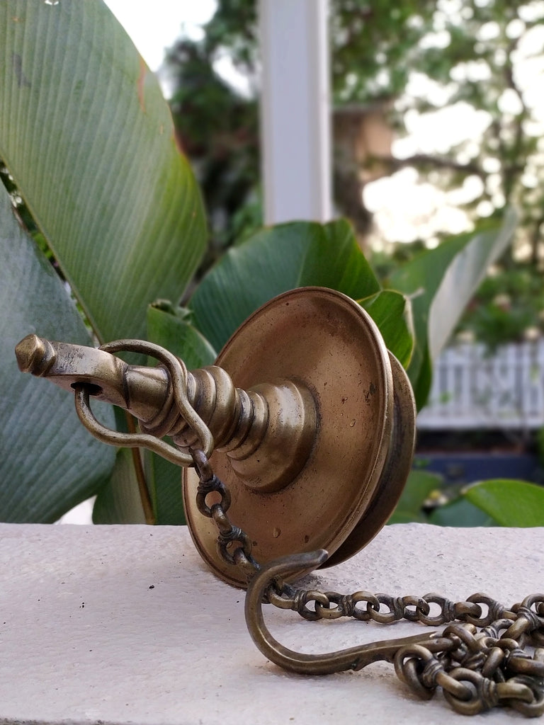 Heritage Brass Oil Lamp - "Thooku Vilakku" From South India. Length 103 cm x Diameter 16 cm