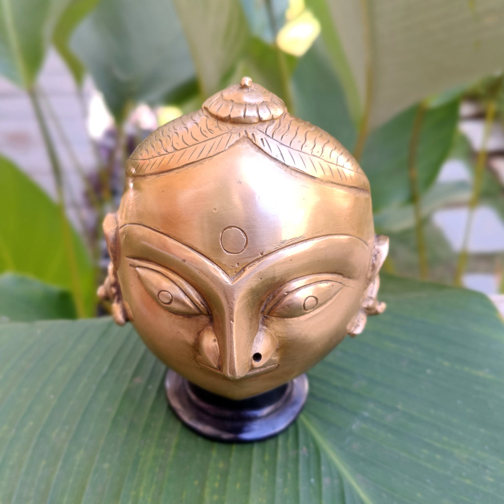 Vintage Brass Bust of Gangaur Gauri - Indian Goddess of Fertility, Love & Devotion . Height 15 cm