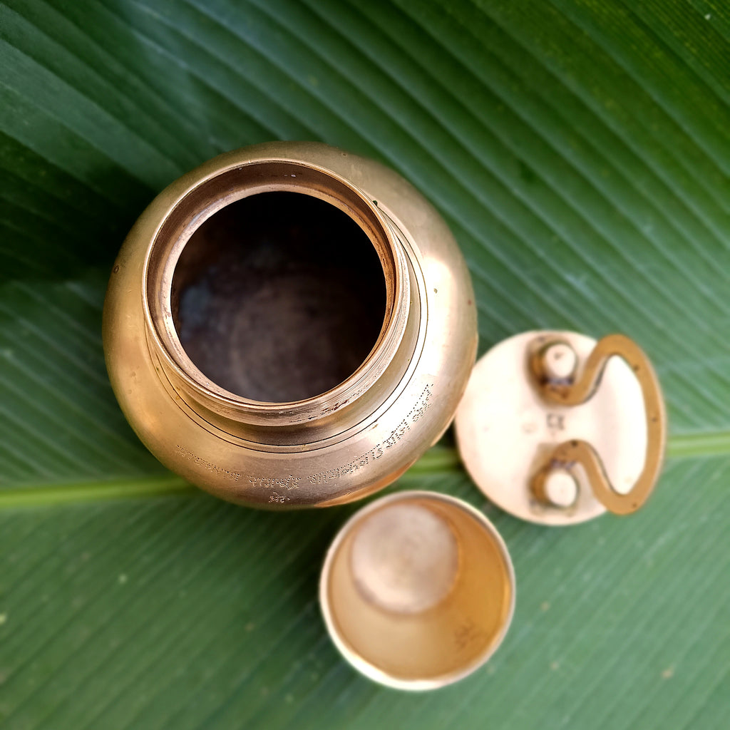 Vintage Brass Vessel For Gangajal. Height 17 cm