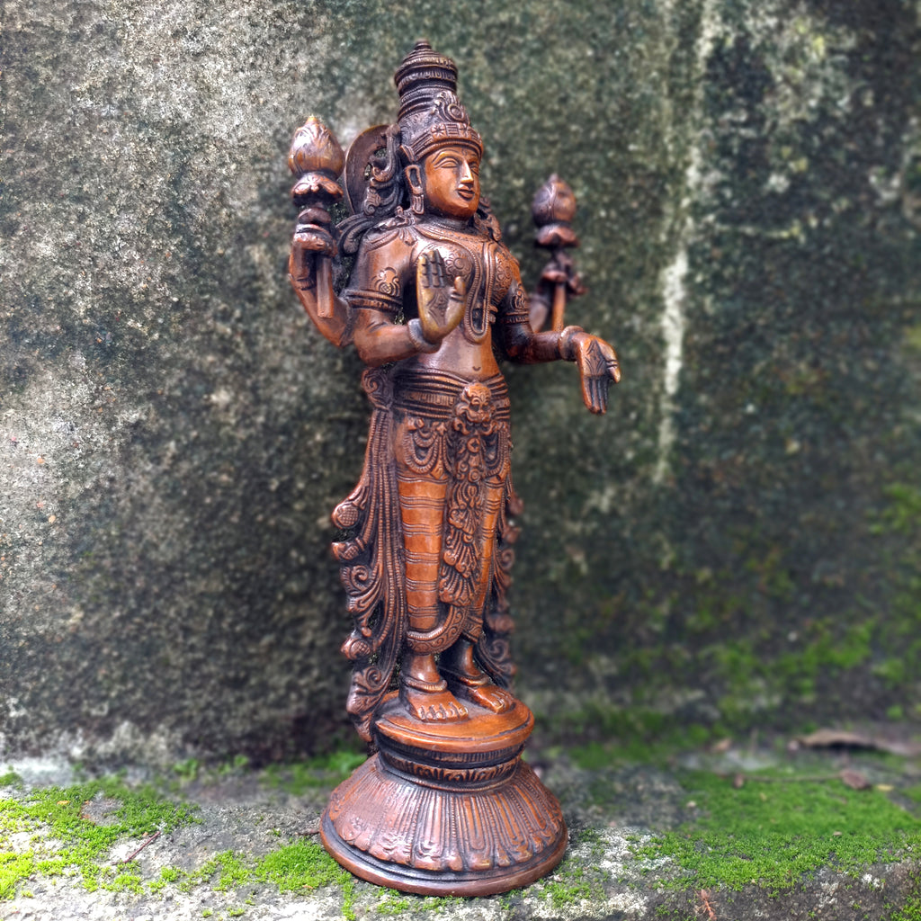 Brass Sculpture of Lakshmi - Goddess Of Wealth .  Ht 32 cm x Width 15 cm
