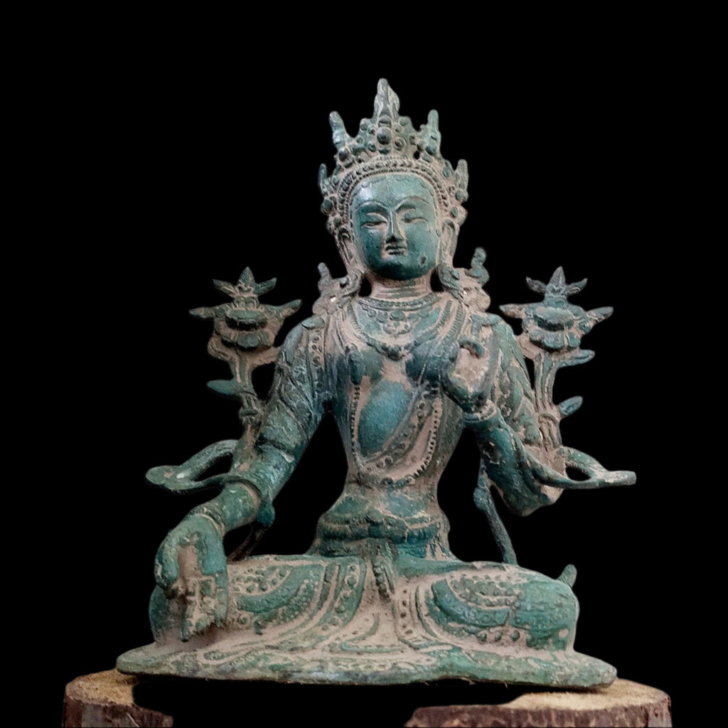 Brass Sculpture of Tara -Female Buddha & Goddess of Universal Compassion. Ht 27 cm x W 20 cm