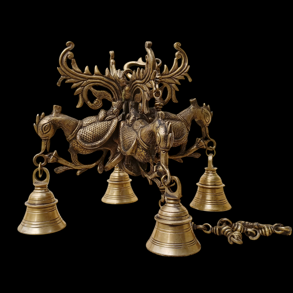 Majestic Brass Hanging With 4 Mythical Hamsa. Length 81 cm
