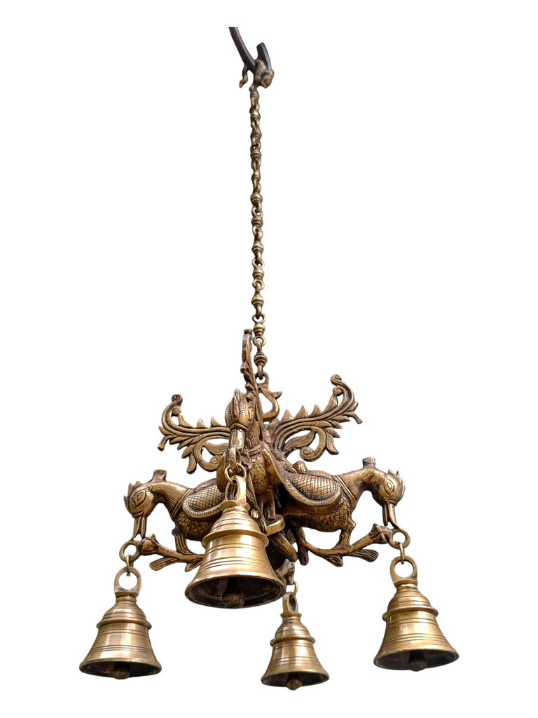 Majestic Brass Hanging With 4 Mythical Hamsa. Length 81 cm