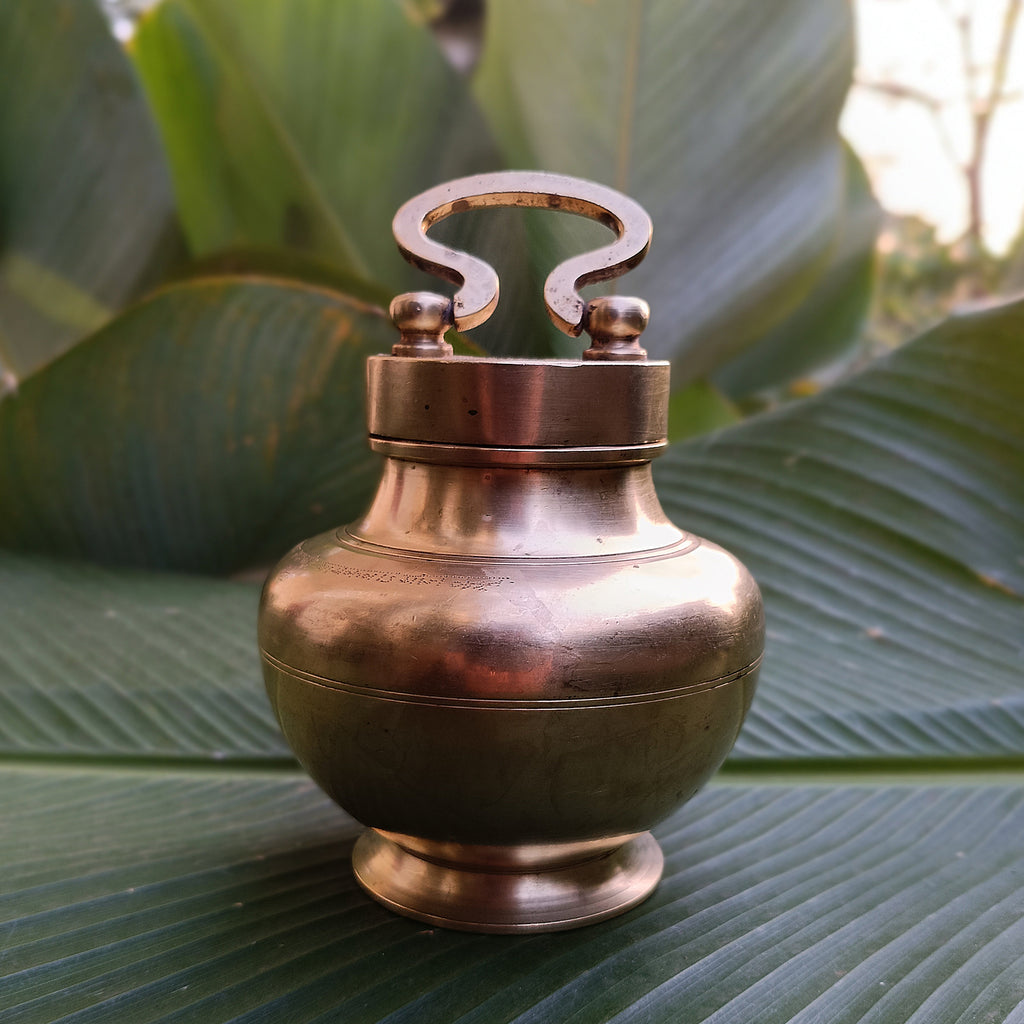 Vintage Brass Vessel For Gangajal. Height 17 cm