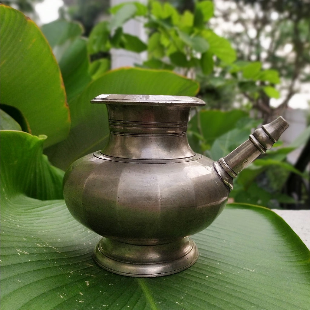 Brass Lota With Spout, Drinking Water Vessel. Ht 13 cm x Length 18 cm x Diameter 9.5 cm