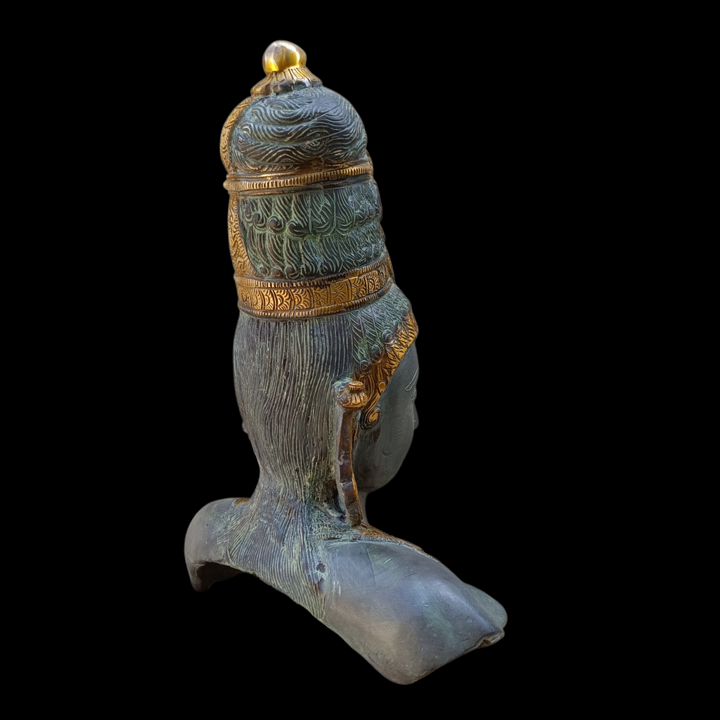 Magnificent Brass Bust Of Parvati - Indian Goddess of Fertility, Love & Devotion. Height 30 cm x Width 24 cm