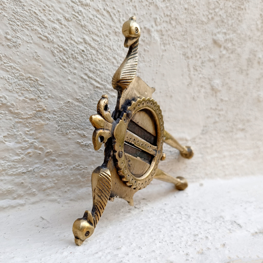 Vintage Brass Nut Cutter With Twin Peacocks. Length 17 cm x width 14 cm
