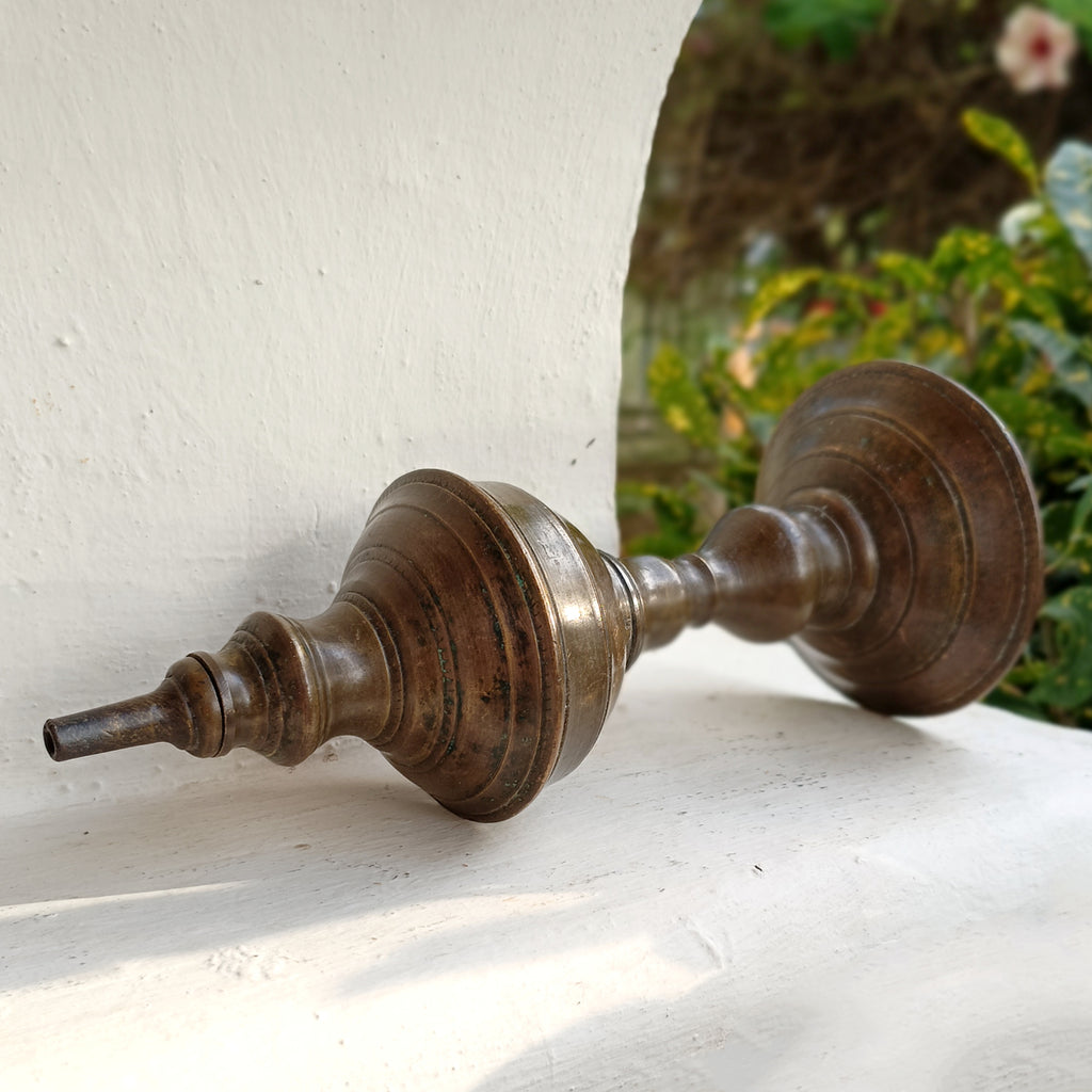 Traditional Brass Oil & Wick Lamp. Height 27 cm x Diameter 11 cm