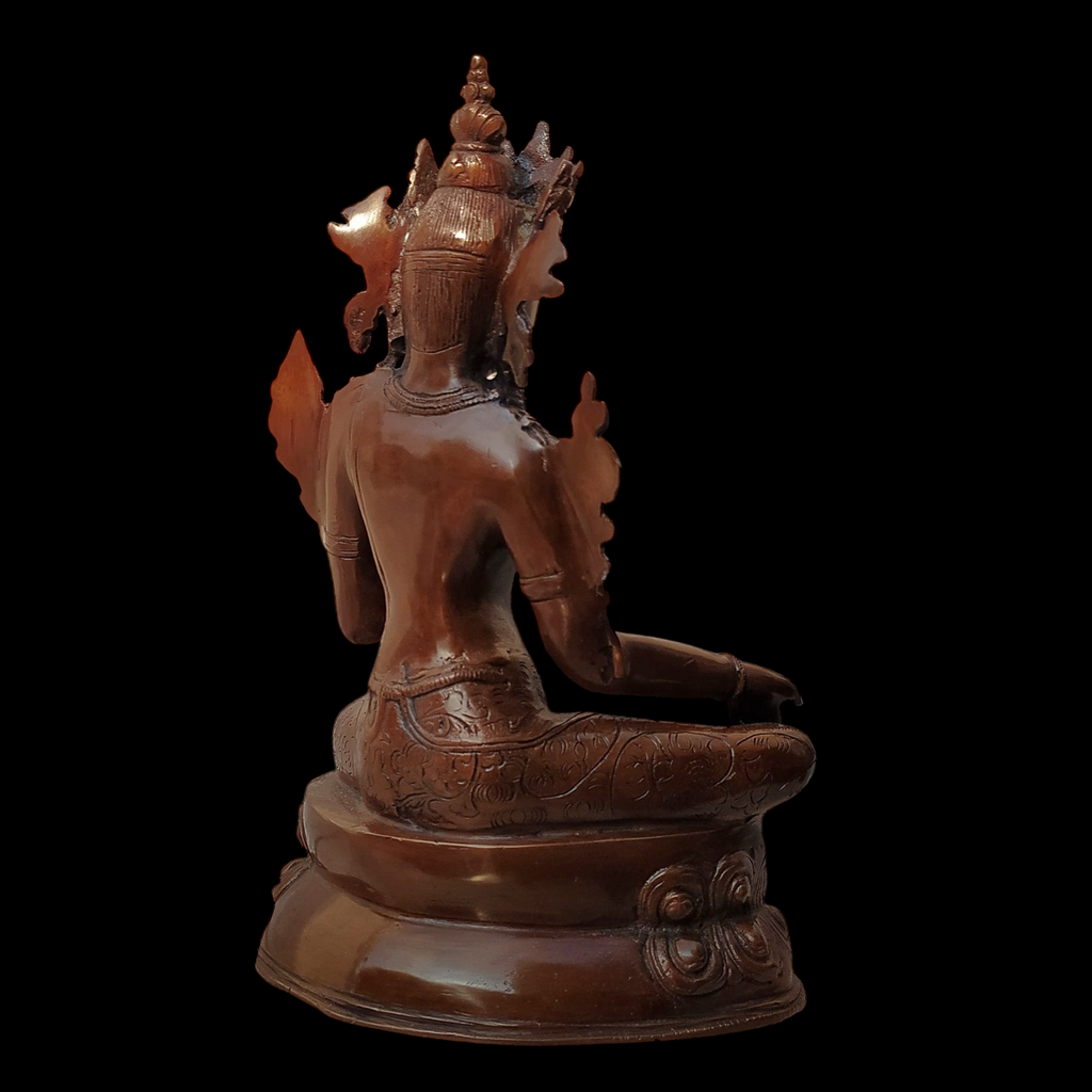 Brass Sculpture of Tara -Female Buddha & Goddess of Universal Compassion, Height 27 cm x Depth 20 cm