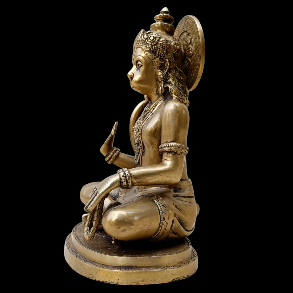 Majestic Brass Sculpture of Hanuman - Devotee of Lord Rama. Ht 32 cm - The Indian Weave