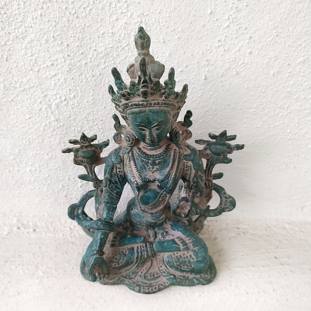 Brass Sculpture of Tara -Female Buddha & Goddess of Universal Compassion. Ht 27 cm x W 20 cm