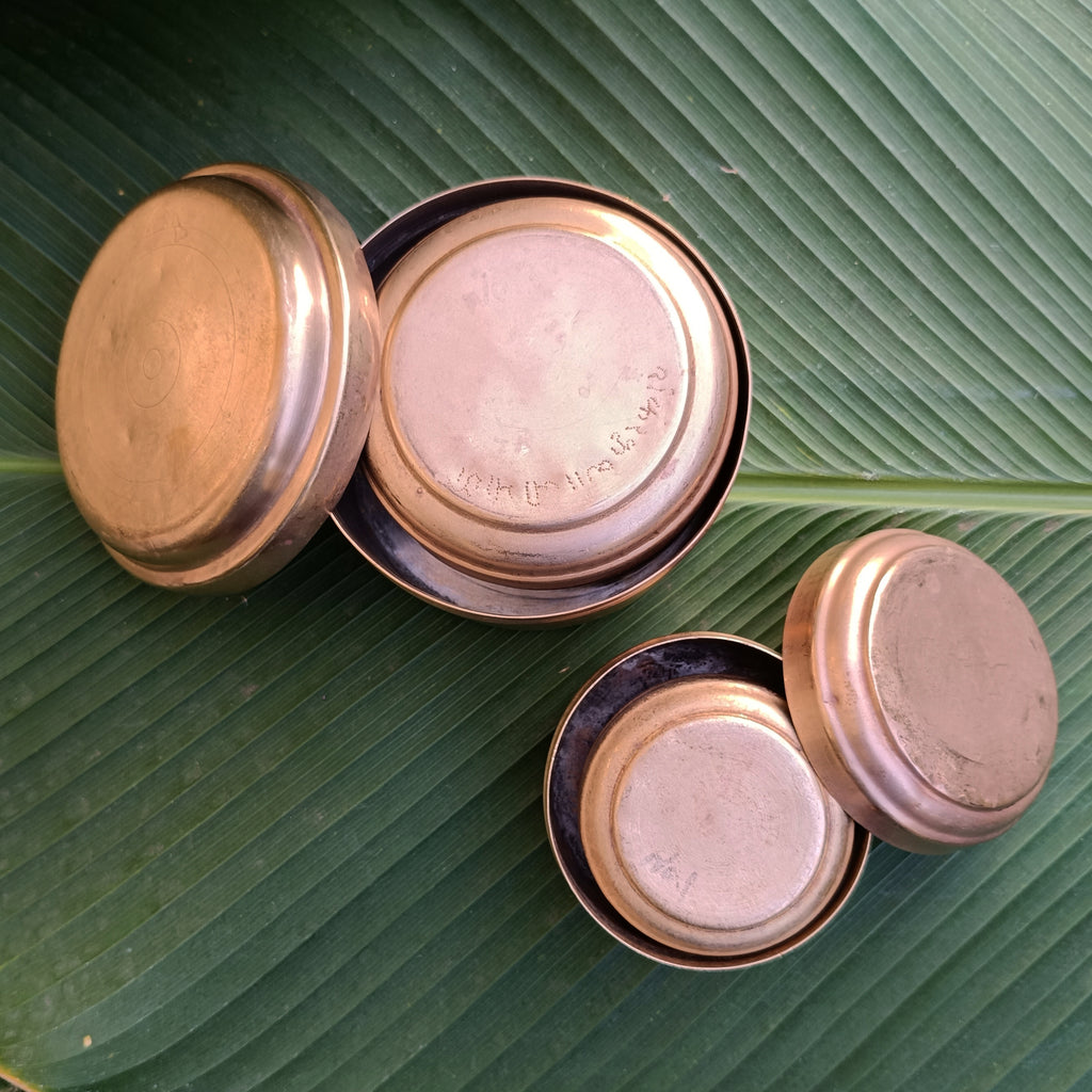 Vintage Collection Of 4 Round Brass Storage Boxes