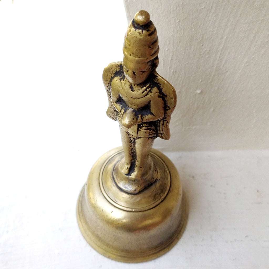 Vintage Brass Temple Bell Of Garuda - Hindu Demigod & Mount Of Lord Vishnu . Height 21 cm x Diameter 9.5 cm