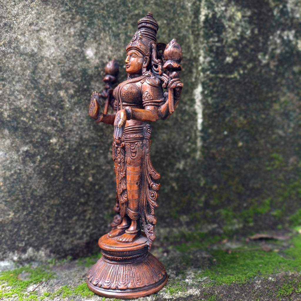 Brass Sculpture of Lakshmi - Goddess Of Wealth .  Ht 32 cm x Width 15 cm