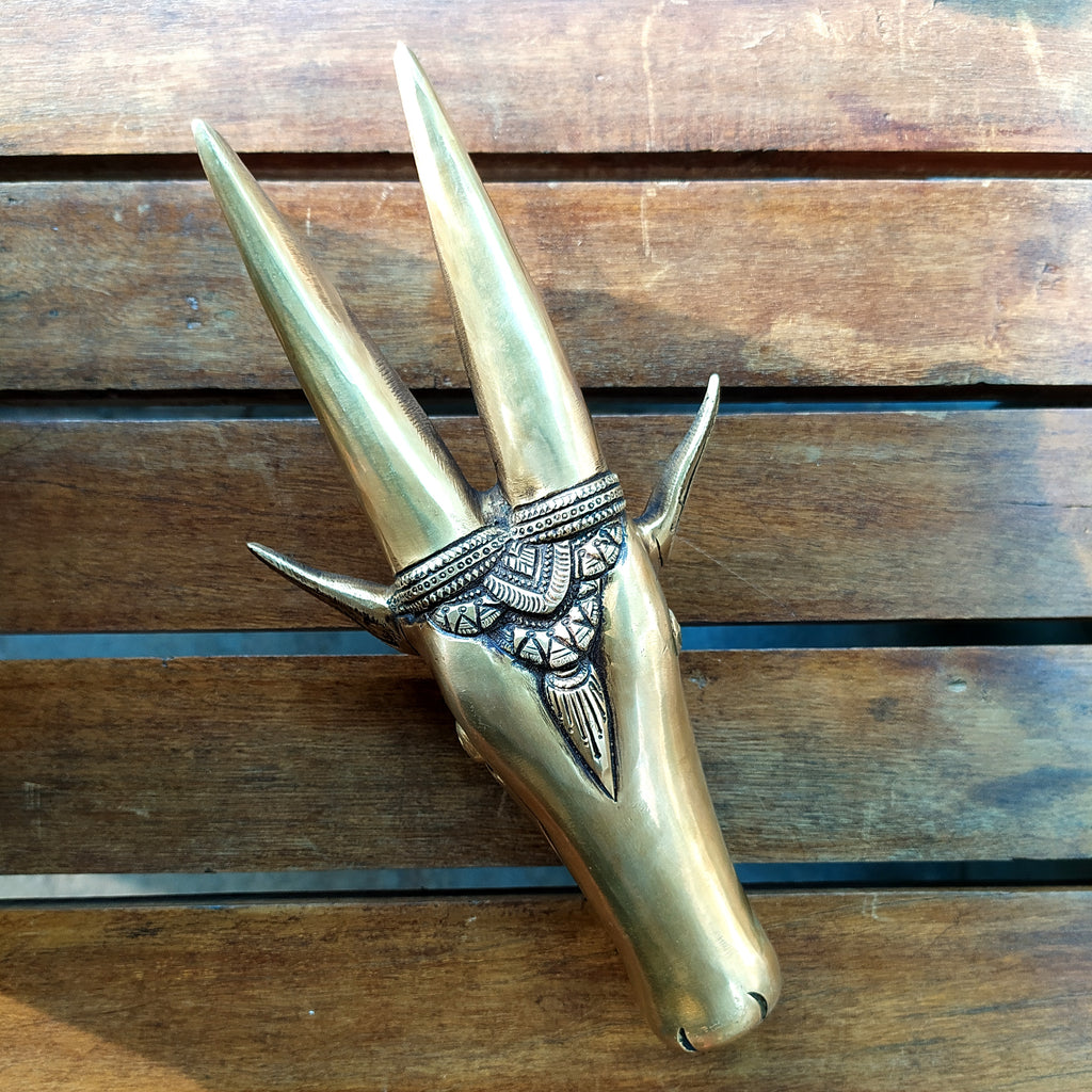 Majestic Handcrafted Brass Nandi Bull - Vahan Of Lord Shiva. Height 29 cm x Width 15 cm x Depth 7 cm