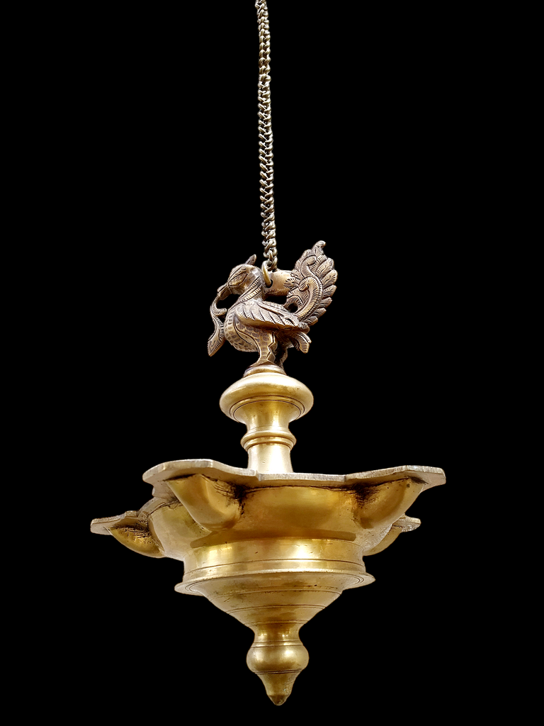 Majestic Brass Oil & Wick Lamp With The Mythical Hamsa - Length 76 cm